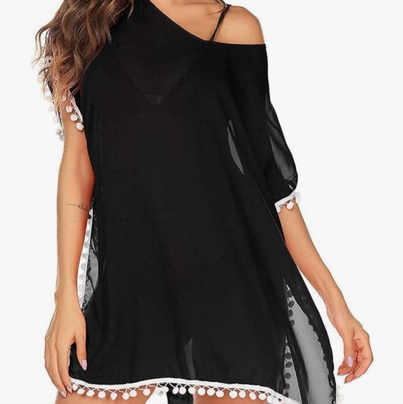 PINKMSTYLE Clothing Co. Other - NWT-PINKMSTYLE Clothing Co.  Cover Up Swimsuit with pom poms  one size